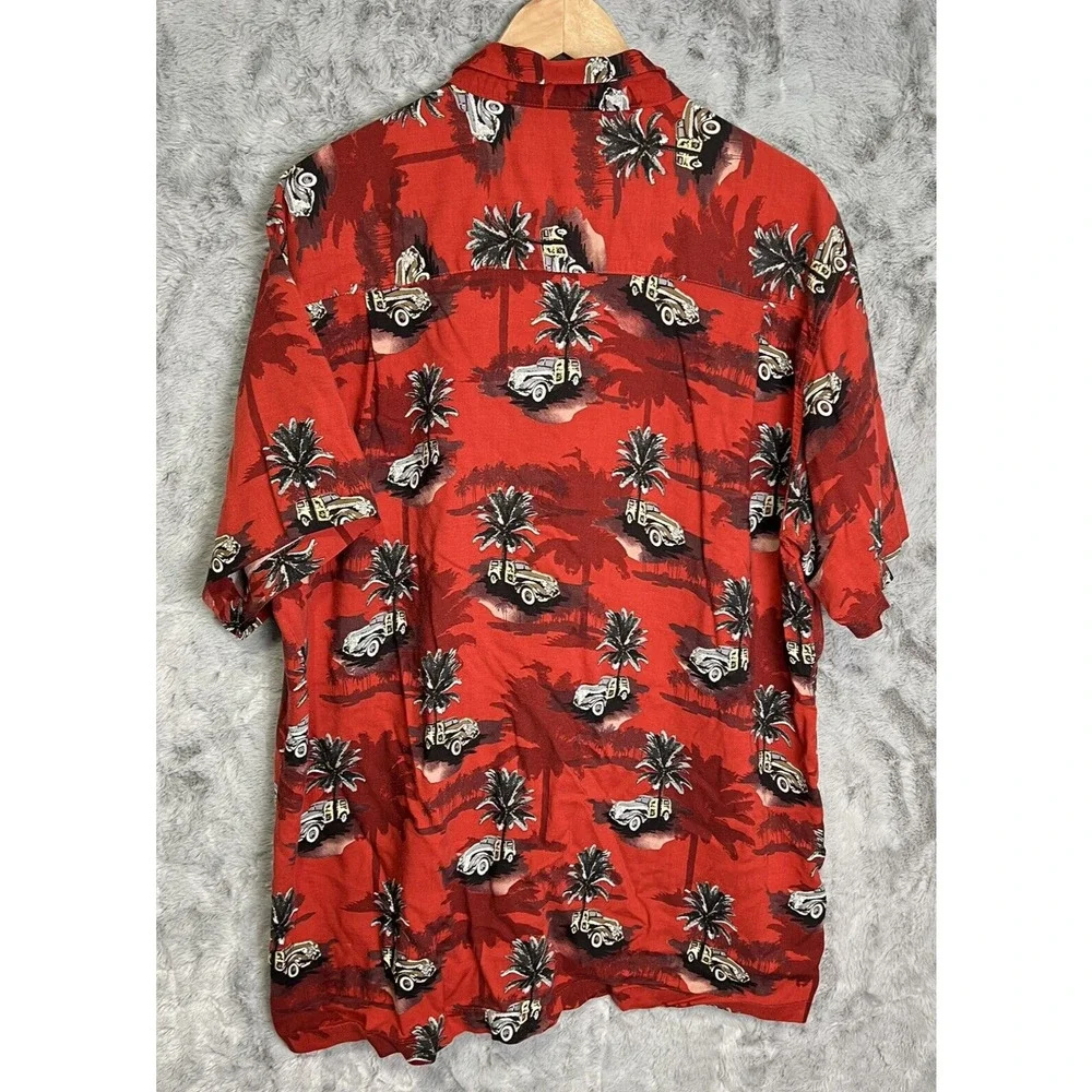 Vintage Imprints Hawaiian Shirt Mens XL Red Palm Trees Classic Aloha Beach Rayon